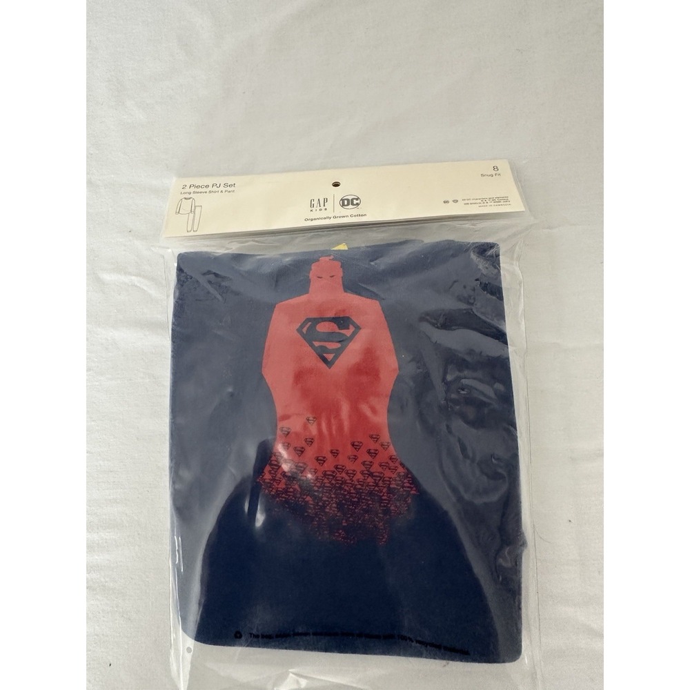 NEW Gap Kids Organic Cotton DC SUPERMAN Snug Fit 8 Pajama Set LS Blue